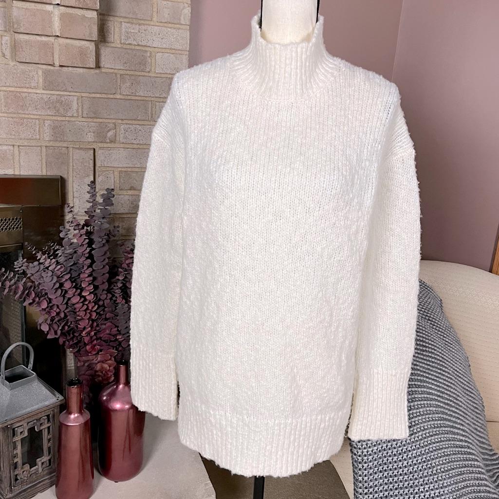 Vince Wool Blend Tunic Sweater - Cream